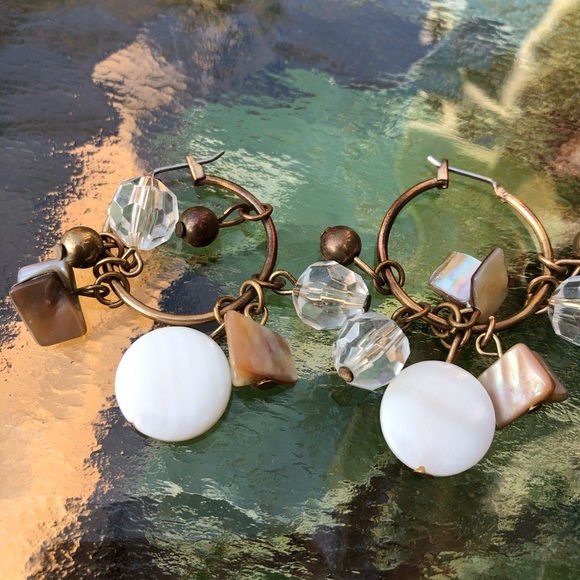 LB Hoop Multi Beaded Earrings - Picture 4 of 4